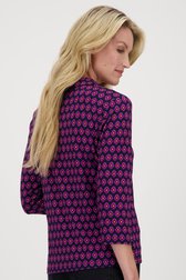 Donkerblauwe polo met paarse print van Claude Arielle voor Dames