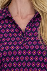 Donkerblauwe polo met paarse print van Claude Arielle voor Dames