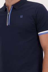 Donkerblauwe polo met rits van Upper East voor Heren