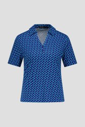 Donkerblauwe polo met turquoise print van Claude Arielle voor Dames