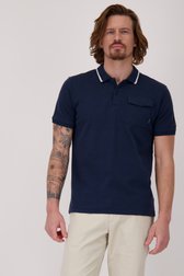 Donkerblauwe polo met witte boord van Bluefields voor Heren