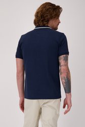 Donkerblauwe polo met witte boord van Bluefields voor Heren