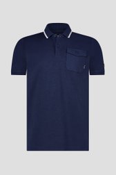 Donkerblauwe polo met witte boord van Bluefields voor Heren