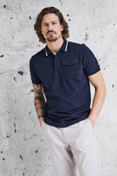 Donkerblauwe polo met witte boord van Bluefields voor Heren