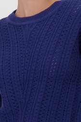 Donkerblauwe trui met ajourmotief van Liberty Island voor Dames