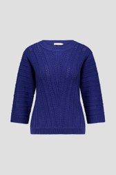 Donkerblauwe trui met ajourmotief van Liberty Island voor Dames