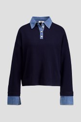 Productfoto 1 van Donkerblauwe trui met jeanskraagje door Louise voor Dames