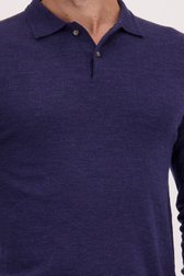 Detail van Donkerblauwe wollen trui met kraagje door Upper East voor Heren