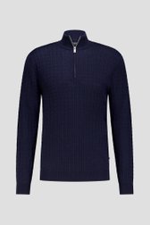 Productfoto 1 van Donkerblauwe wollen trui met rits  door Matinique voor Heren