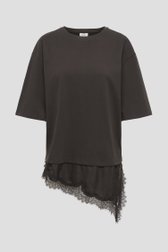 Productfoto 1 van Donkerbruin T-shirt met asymmetrisch kantdetail door JDY voor Dames