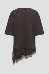 Productfoto 2 van Donkerbruin T-shirt met asymmetrisch kantdetail door JDY voor Dames