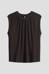 Donkerbruin T-shirt met plooitjes van Opus voor Dames