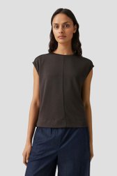 Voorkant van Donkerbruin T-shirt met ronde hals door Opus voor Dames