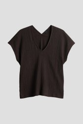 Productfoto 1 van Donkerbruin T-shirt met structuur door Opus voor Dames