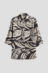 Donkerbruine blouse met lichtbeige print van Opus voor Dames