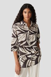 Donkerbruine blouse met lichtbeige print van Opus voor Dames