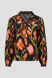 Donkerbruine blouse met print van Geisha voor Dames