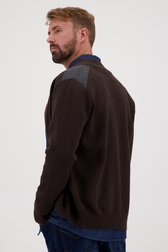Donkerbruine cardigan met rits van Dansaert Blue voor Heren