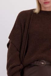 Detail van Donkerbruine gebreide cardigan met wol en mohair door D'Auvry voor Dames