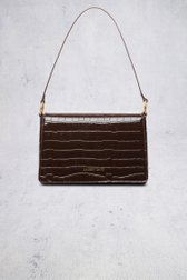 Achterkant van Donkerbruine handtas met krokodillenstructuur door Laurent David voor Dames