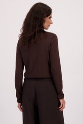 Achterkant van Donkerbruine trui met opstaande kraag  door Louise voor Dames
