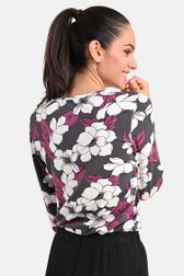 Donkergrijs T-shirt met bloemenprint van Bicalla voor Dames