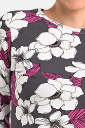 Donkergrijs T-shirt met bloemenprint van Bicalla voor Dames
