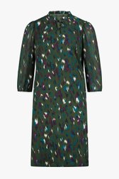 Donkergroen kleed met paarse print van Claude Arielle voor Dames