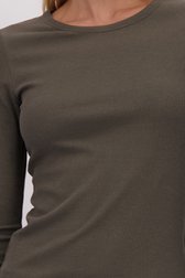Detail van Donkergroen T-shirt met lange mouwen door Liberty Island voor Dames