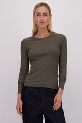 Voorkant van Donkergroen T-shirt met lange mouwen door Liberty Island voor Dames