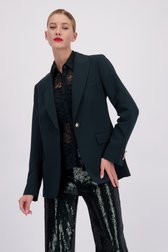Voorkant van Donkergroene blazer met gouden detailknopen door D'Auvry voor Dames