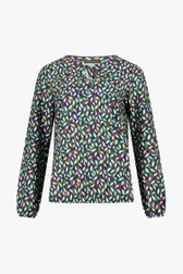 Donkergroene blouse met bladerprint van Claude Arielle voor Dames