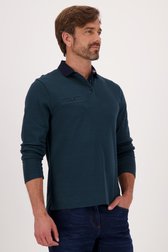 Donkergroene polo met lange mouwen van Dansaert Blue voor Heren