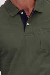 Detail van Donkergroene polo met lange mouwen door Dansaert Blue voor Heren