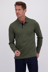 Voorkant van Donkergroene polo met lange mouwen door Dansaert Blue voor Heren