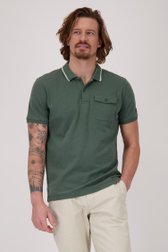 Donkergroene polo met witte boord van Bluefields voor Heren