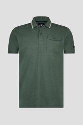 Donkergroene polo met witte boord van Bluefields voor Heren