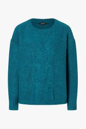 Donkergroene trui met kabelmotief van More & More voor Dames