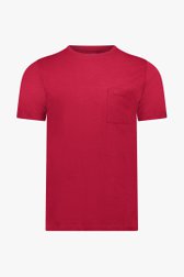 Donkerrood T-shirt met borstzak van Ravøtt voor Heren