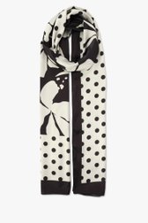 Echarpe écru-noir à fleurs et pois de D'Auvry pour Femmes