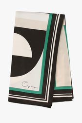 Echarpe imprimée en noir, écru et vert de Opus pour Femmes