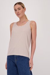 Ecru-beige gestreept topje met brede bandjes van Liberty Island voor Dames