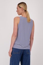 Ecru-blauw gestreept topje met brede bandjes van Liberty Island voor Dames