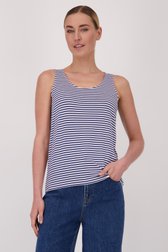 Ecru-blauw gestreept topje met brede bandjes van Liberty Island voor Dames