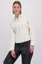 Voorkant van Ecru blouse met zwarte stiksels door D'Auvry voor Dames