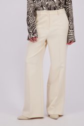 Voorkant van Ecru broek met wijde broekspijpen door More & More voor Dames