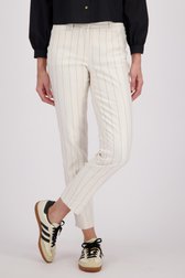 Ecru broek met zwart gestreept motief van More & More voor Dames