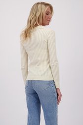 Ecru geribde polo van AC by Annelien Coorevits voor Dames