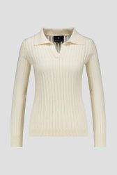 Ecru geribde polo van AC by Annelien Coorevits voor Dames