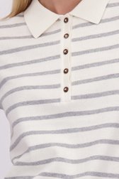 Detail van Ecru-grijs gestreepte polo  door Liberty Island voor Dames